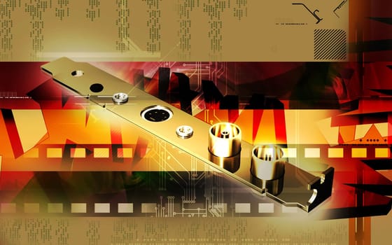 Digital illustration of video capture card in colour background