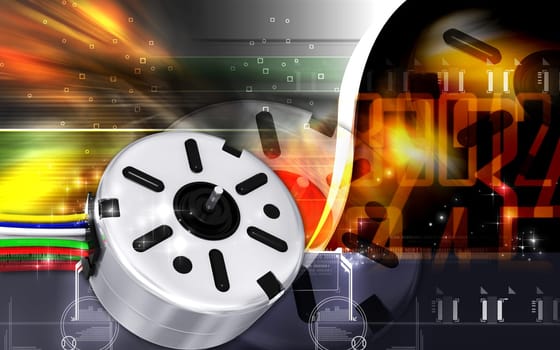 Digital illustration of electric stepper in colour background