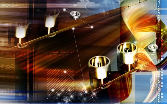Digital illustration of video capture card in colour background