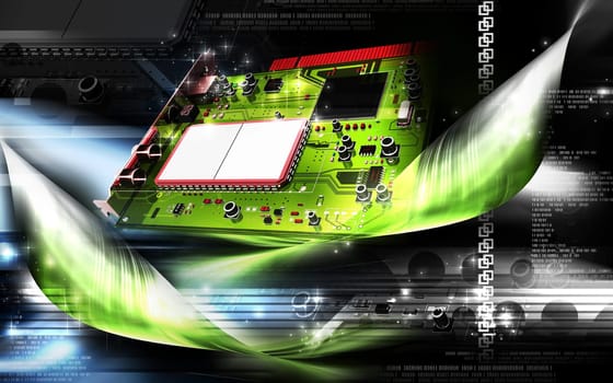 Digital illustration of video capture card in colour background
