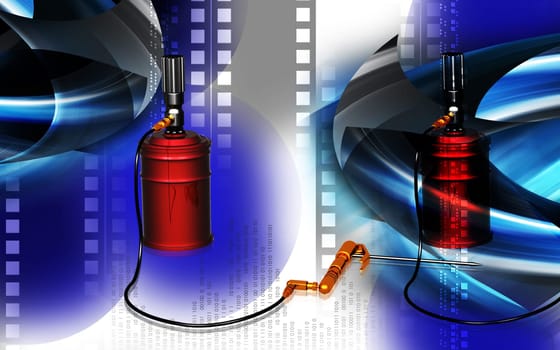 Digital illustration of air grease pump in colour background