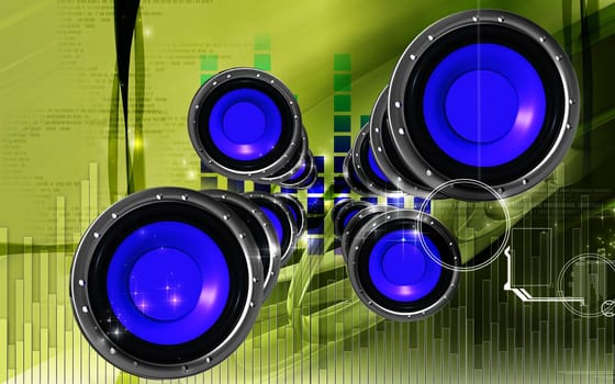 Digital illustration of car stereo in colour background