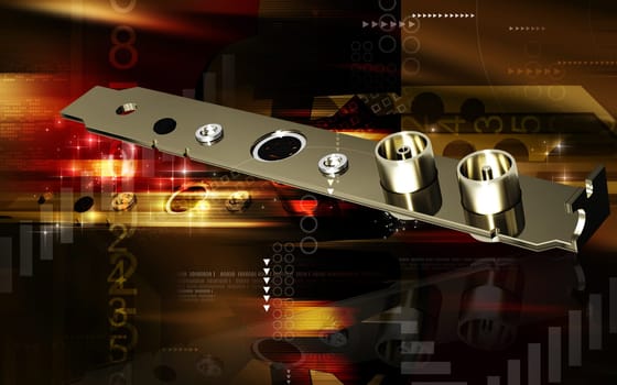 Digital illustration of video capture card in colour background