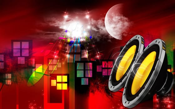 Digital illustration of car stereo in colour background