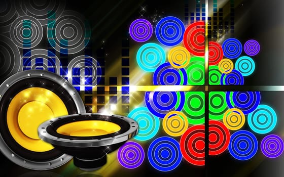 Digital illustration of car stereo in colour background
