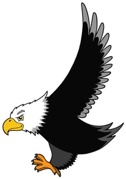 Flying American eagle - isolated illustration.