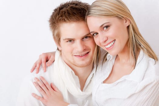 Couple in love - romantic, wear white clothes
