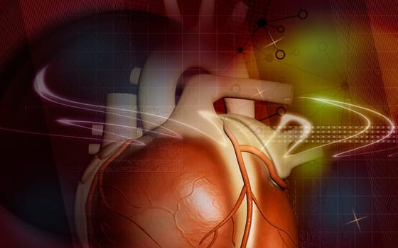 Digital illustration of heart in colour background