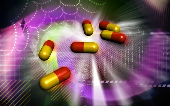 Digital illustration of capsule in colour background