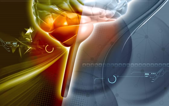 Digital illustration of brain in colour background