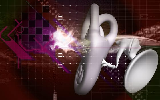 Digital illustration of ear in colour background