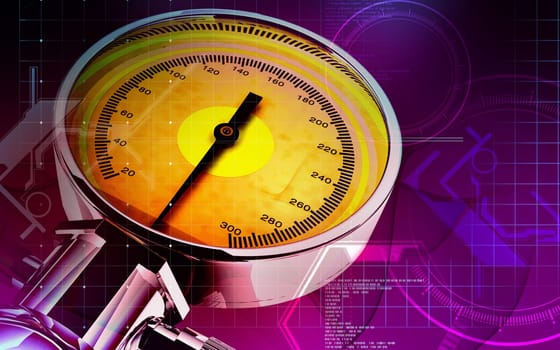 Digital illustration of sphygmomanometer in colour background