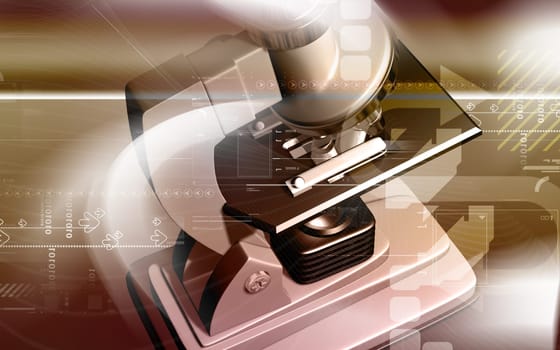 Digital illustration of microscope in colour background