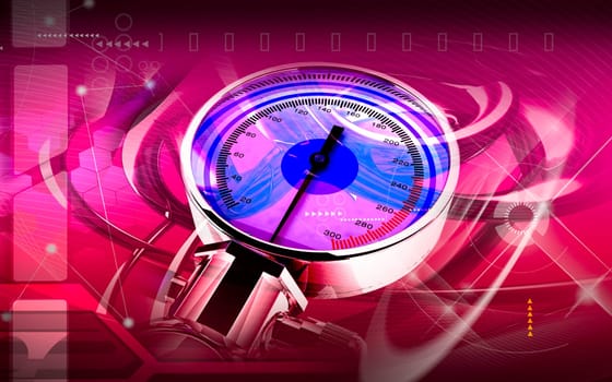 Digital illustration of sphygmomanometer in colour background