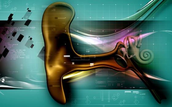 Digital illustration of ear in colour background