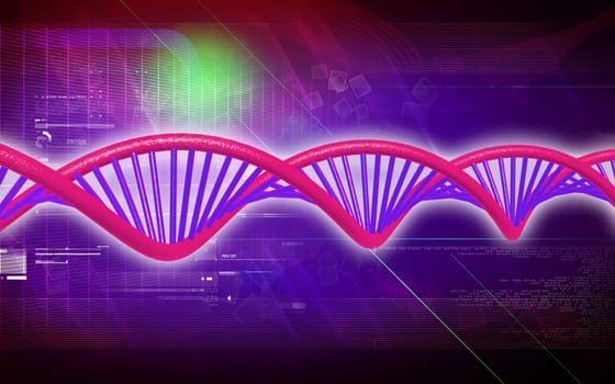 Digital illustration DNA structure in colour background