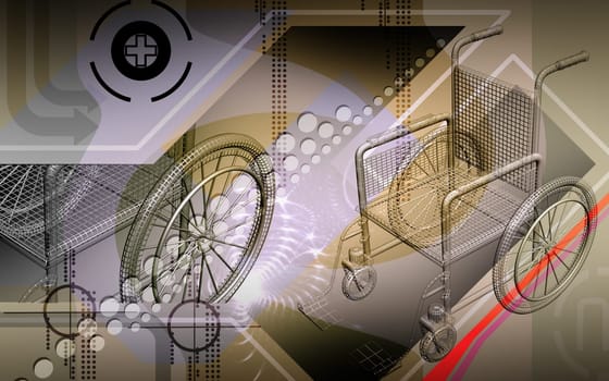 Digital Illustration of wheel chair in colour background
