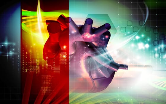 Digital illustration of heart in colour background