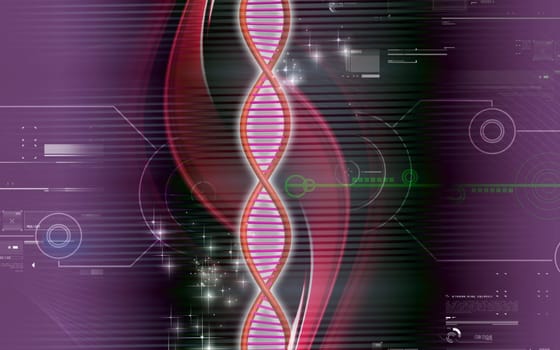 Digital illustration DNA structure in colour background