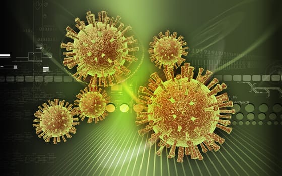 Digital illustration of avian virus in colour background