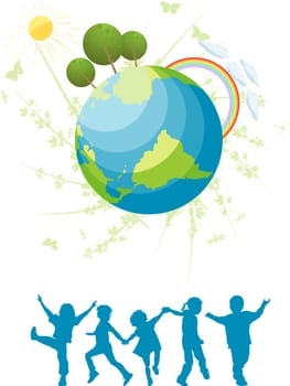 Friendly green planet for all the children