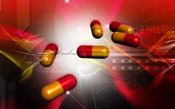 Digital illustration of capsule in colour background