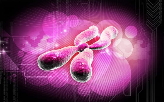 Digital illustration of chromosome in colour background