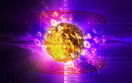 Digital illustration of polio virus in colour background