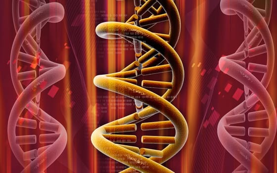 Digital illustration DNA structure in colour background