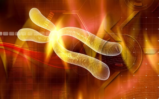 Digital illustration of chromosome in colour background