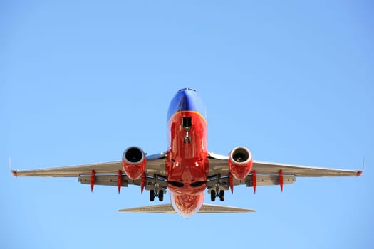 Southwest Airlines Boeing 737 on landing in San Diego, California.
