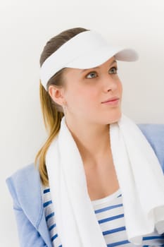 Sport - portrait of young woman in summer fitness outfit