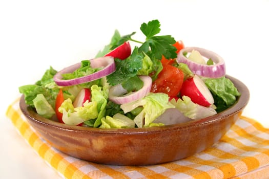 mixed salad with lettuce hearts,tomato and radishes