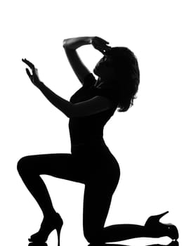 silhouette woman sad despair kneel