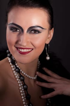 Young beauty woman smile in vintage style make-up