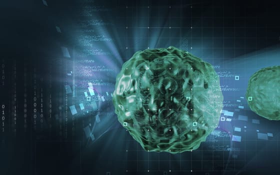 Digital illustration of polio virus in colour background