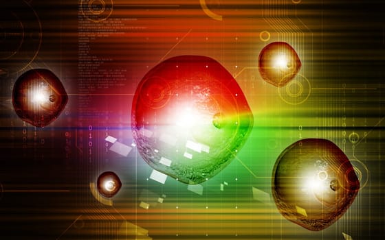 Digital illustration of ovum cell in colour background