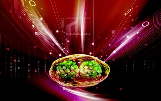 Digital illustration of pox virus in colour background