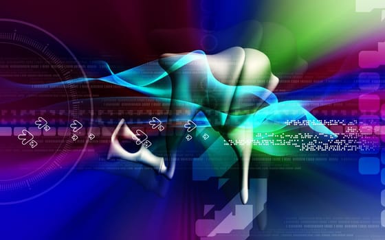Digital illustration of ear in colour background