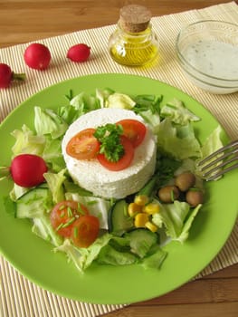 Fresh goat cheese on salad