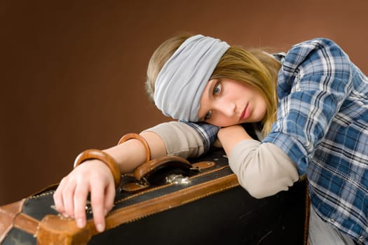 Fashion model - young woman posing in country style clothes