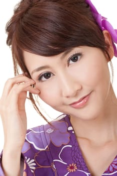 Japaneses beauty, closeup portrait of young Asian woman.