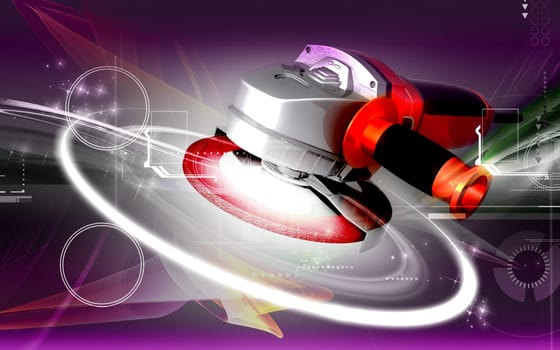 Digital illustration of angle grinder in colour background