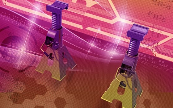 Digital illustration of Car lift in colour background