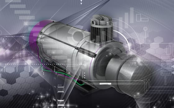 Digital illustration of air compressor in colour background