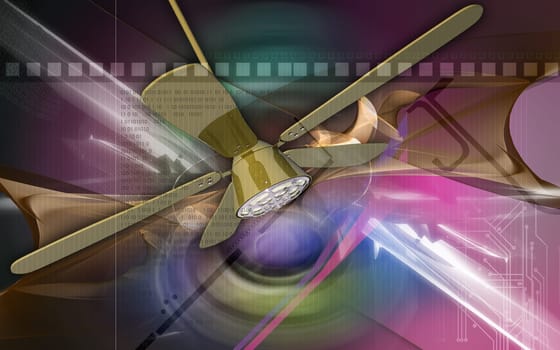 Digital illustration of ceiling fan in colour background