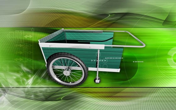 Digital illustration of garden cart in colour background