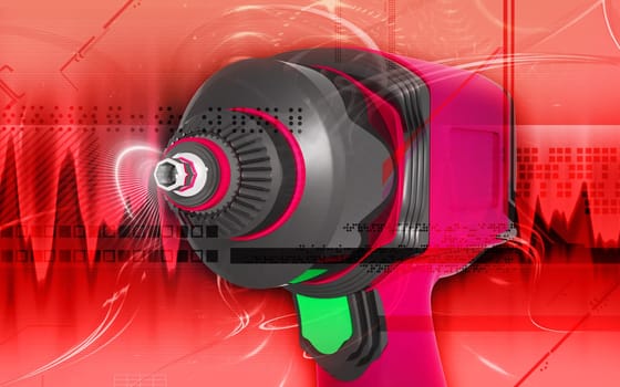 Digital illustration of impact wrench in colour background
