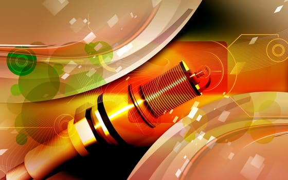 Digital illustration of Spark plug in colour background