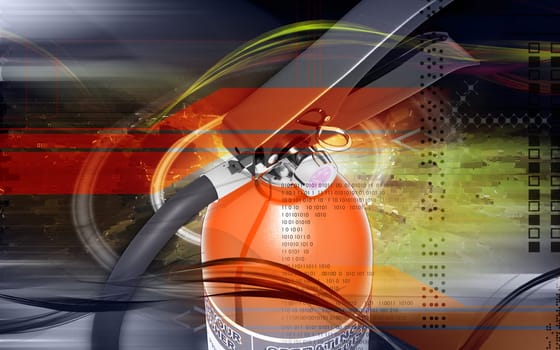 Digital illustration of fire extinguisher in colour background
